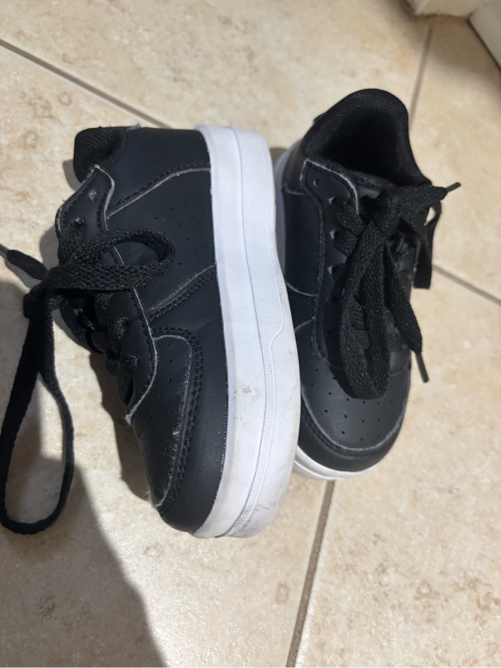 Kids Black Lace-Up Hip Hop Shoes